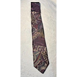 Vintage All Silk Abstract Geometric Extra Long 100% Silk Tie
